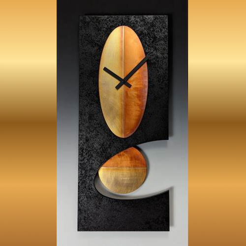 Click to view detail for LL-002 Clock, Black & Oval Copper 24x10x2 $394